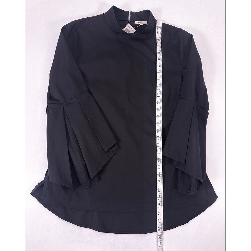 NWT Pleione Black Mock Neck Bell Sleeve Blouse Tiered Sleeve Top Size Medium - Picture 8 of 10